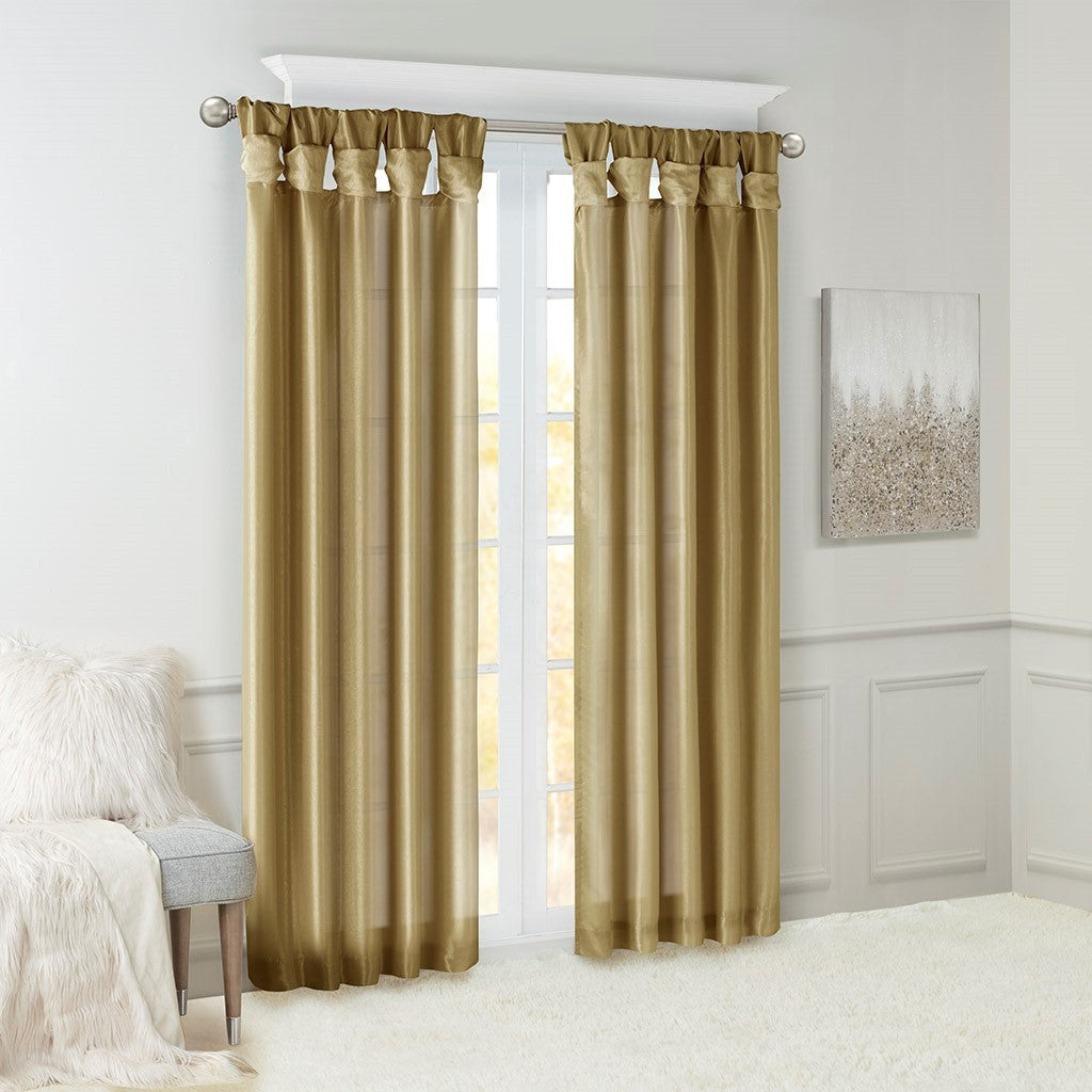Twist Tab Lined Window Curtain Panel Bronze 50x84
