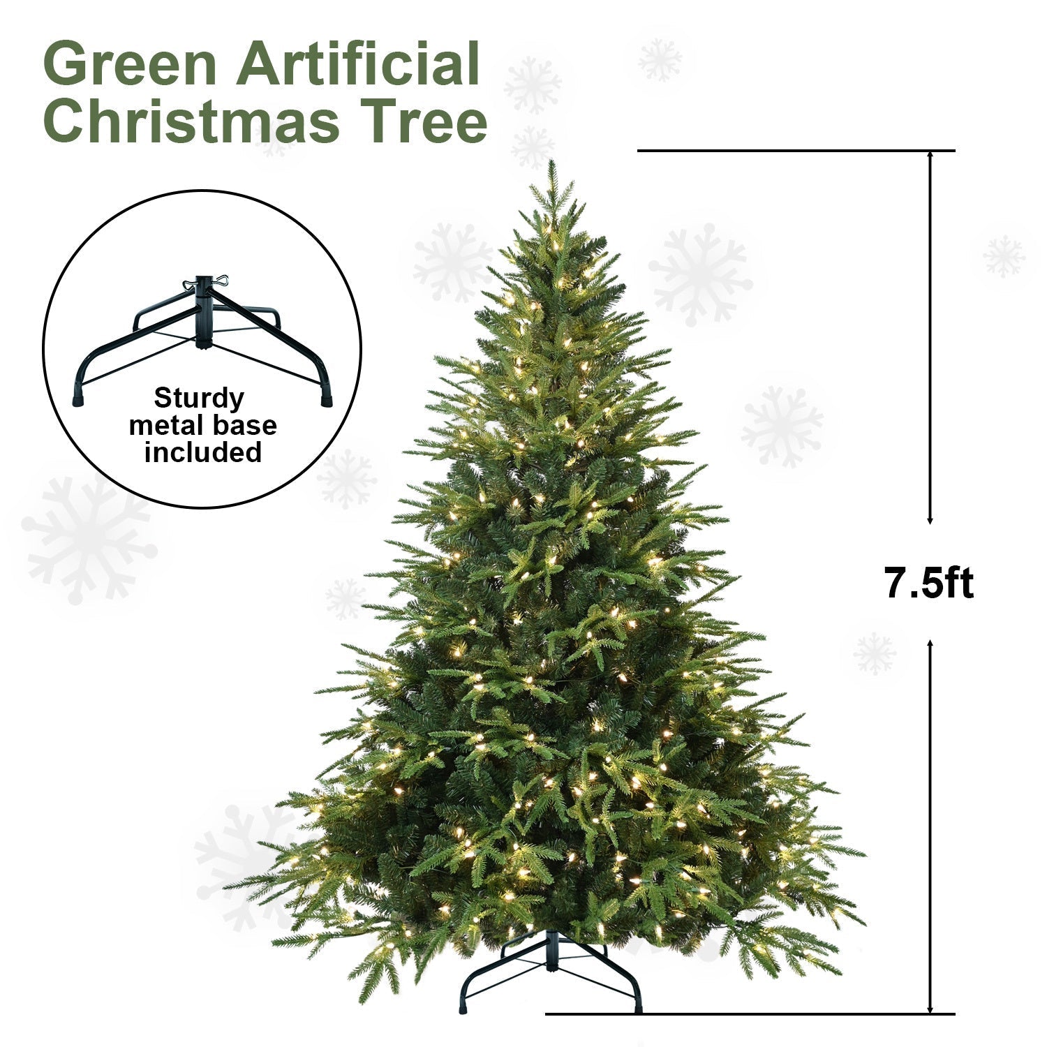 6.5ft Pre-Lit Artificial Christmas Tree with 450 Warm White Lights