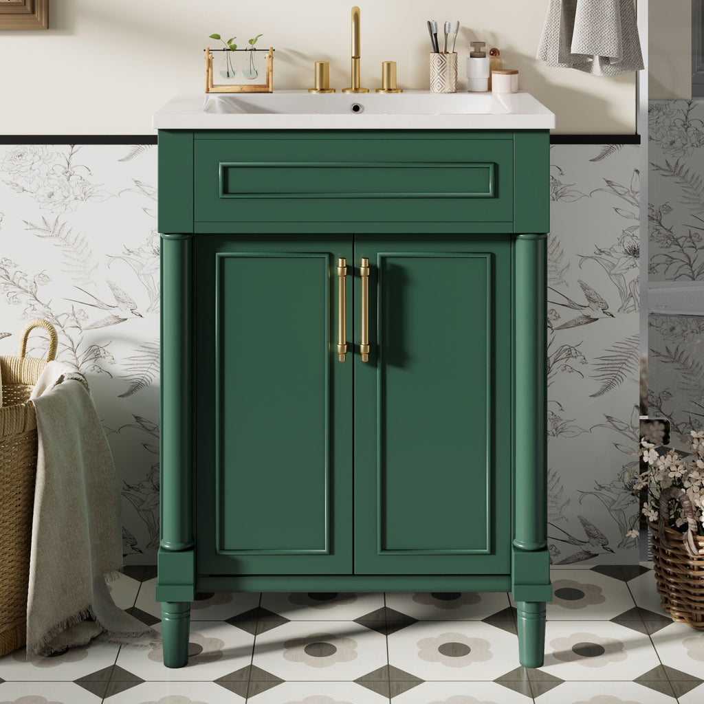 Bathroom Vanity With Integrated Sink and 2 Door Cabinet