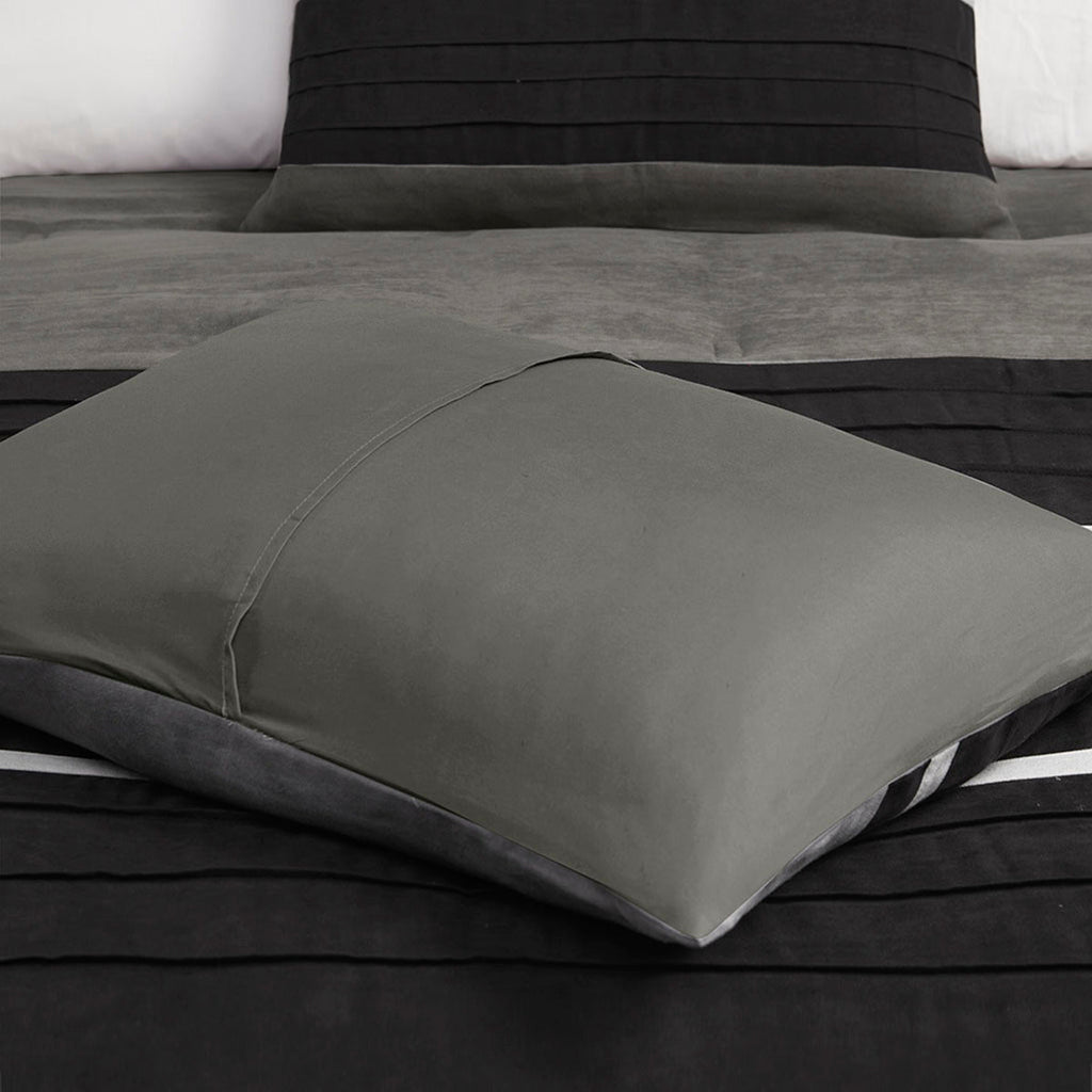 7 Piece Faux Suede Comforter Set Black King
