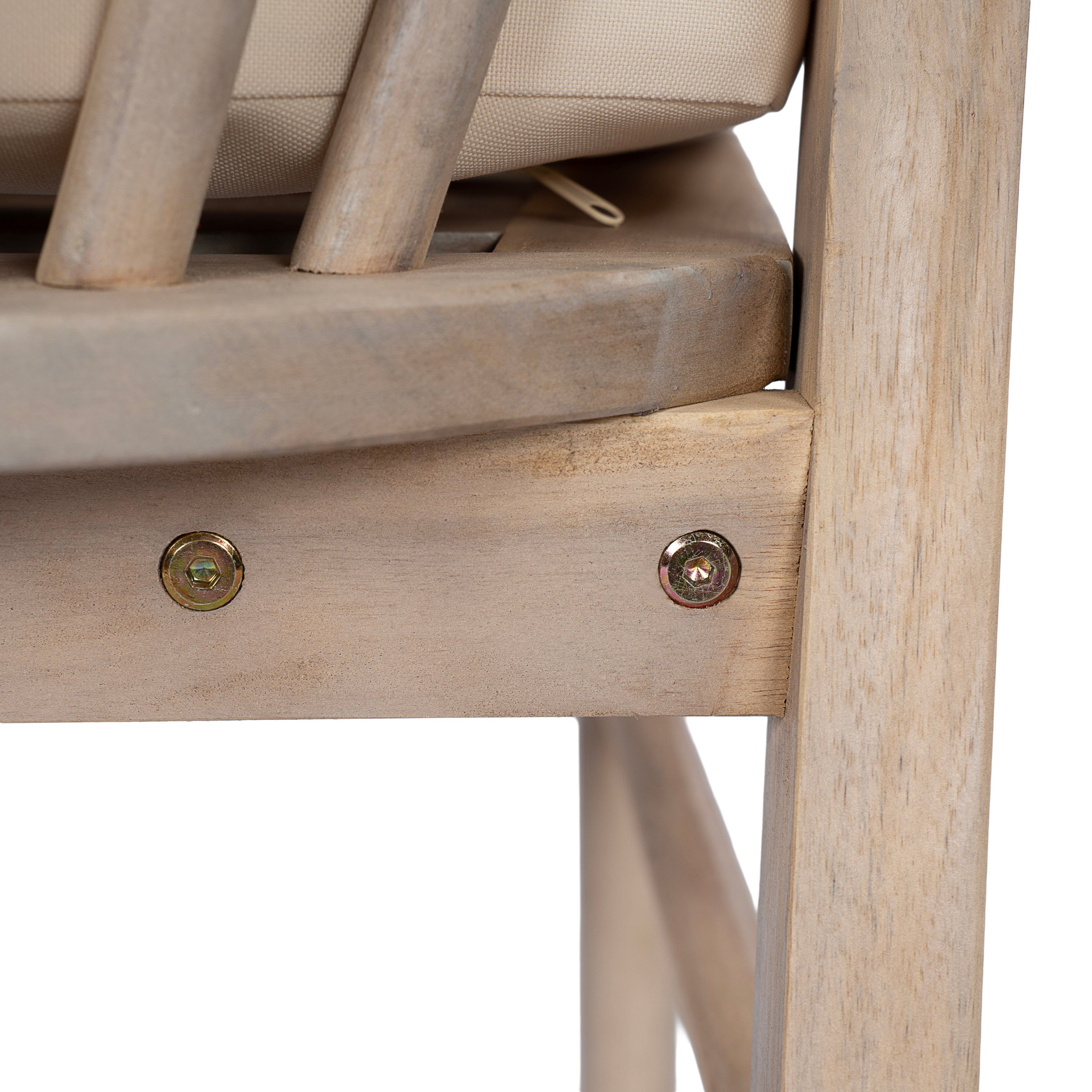 Outdoor Dining Chairs Set of 2 with Acacia Wood and Cream Washable Cushions
