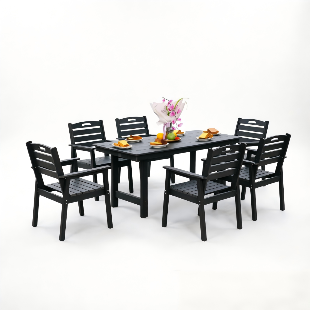HDPE Outdoor Patio Dining Set with 6 Chairs