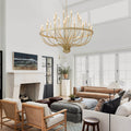36-Light Gold Industrial Iron Candle Chandelier