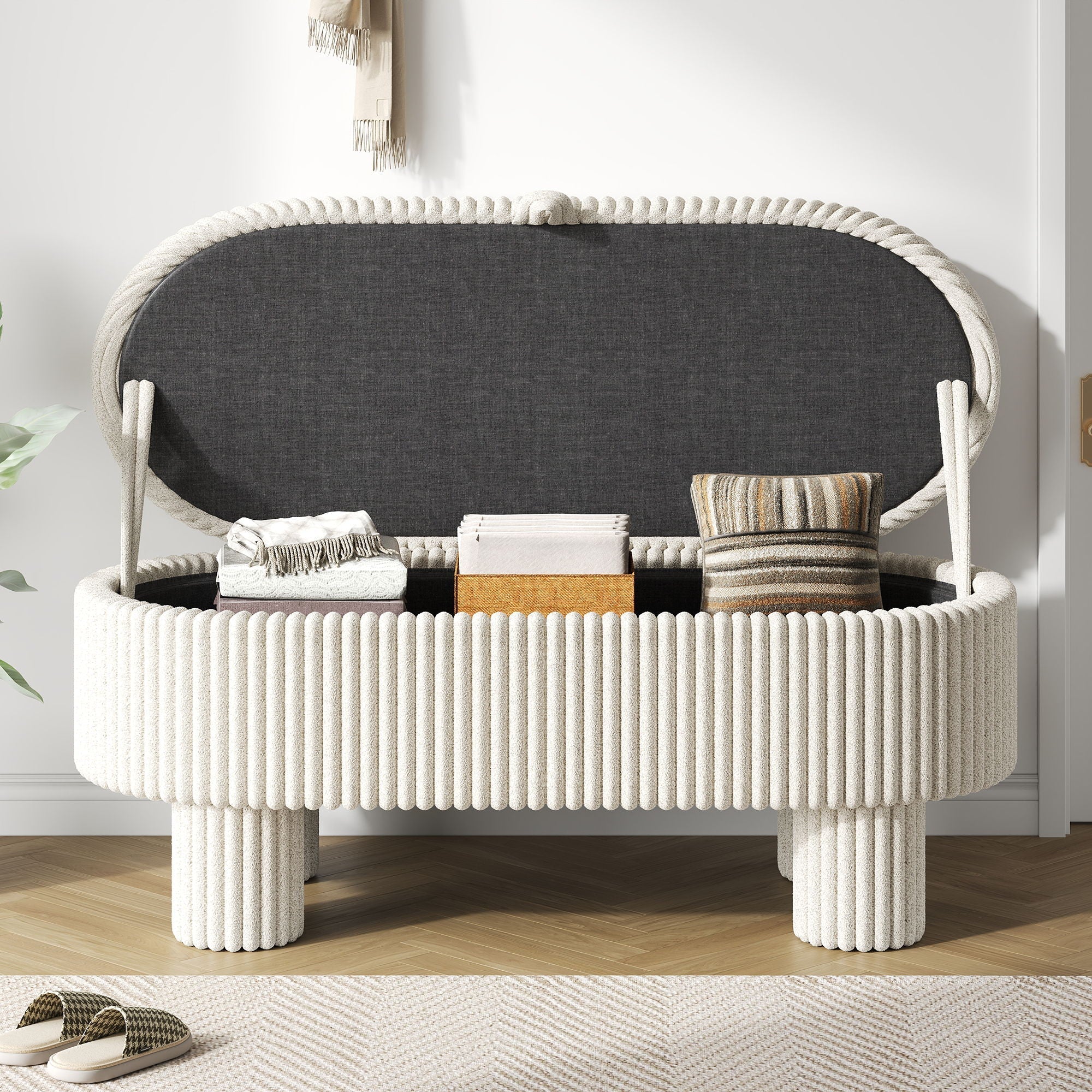 Storage Ottoman Upholstered Bench With Lift-Top Storage