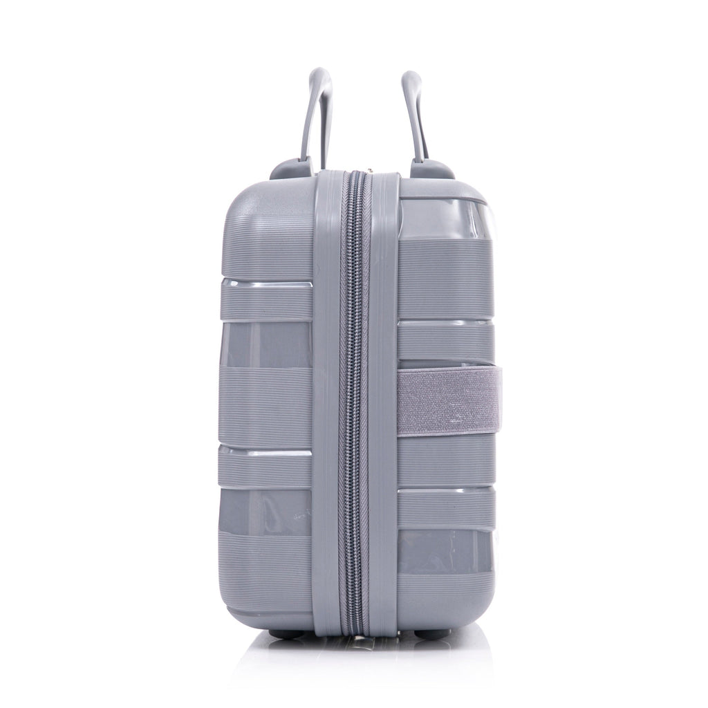 4-Piece PP Spinner Wheel Luggage Set with Cosmetic Case, Light Gray