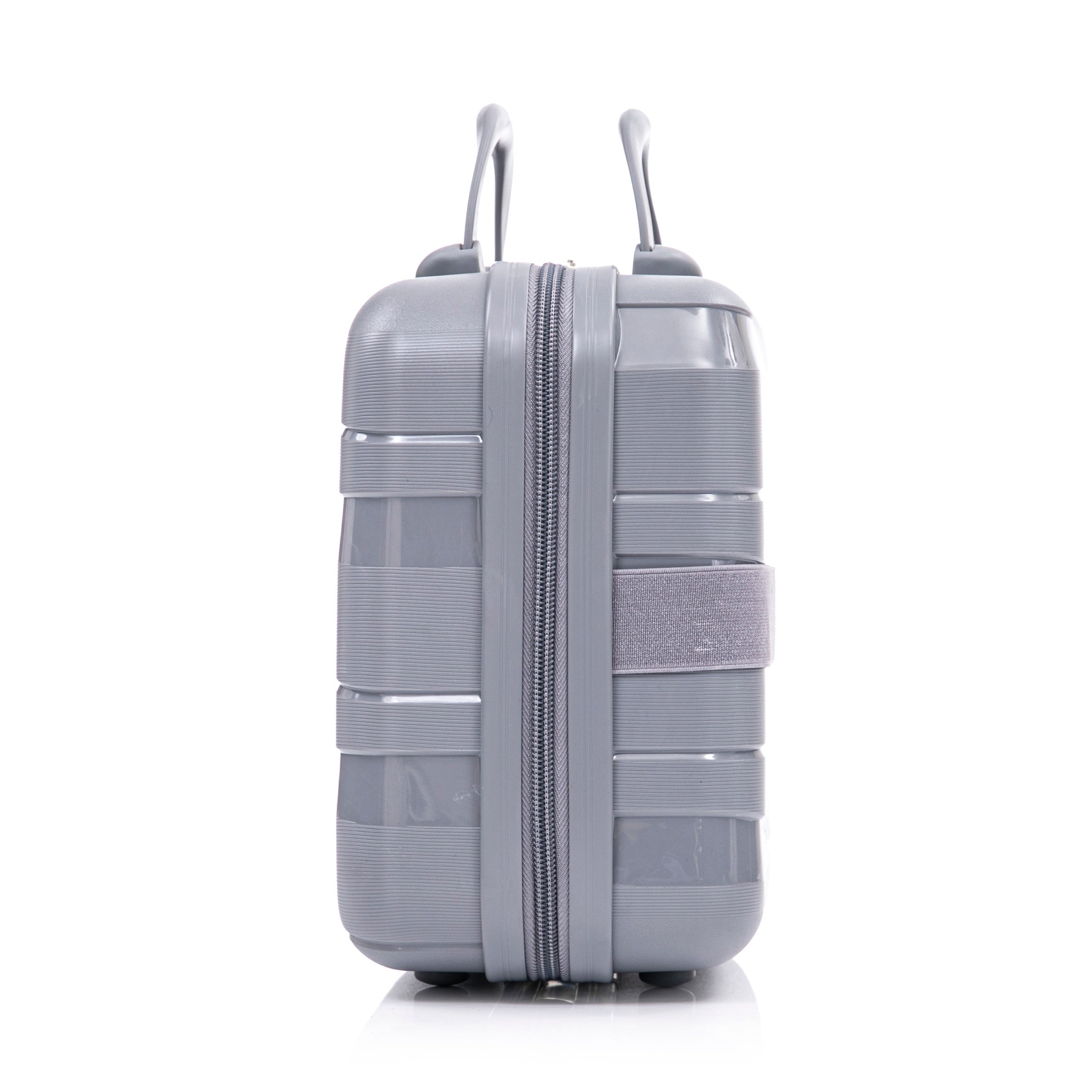 4-Piece PP Spinner Wheel Luggage Set with Cosmetic Case, Light Gray