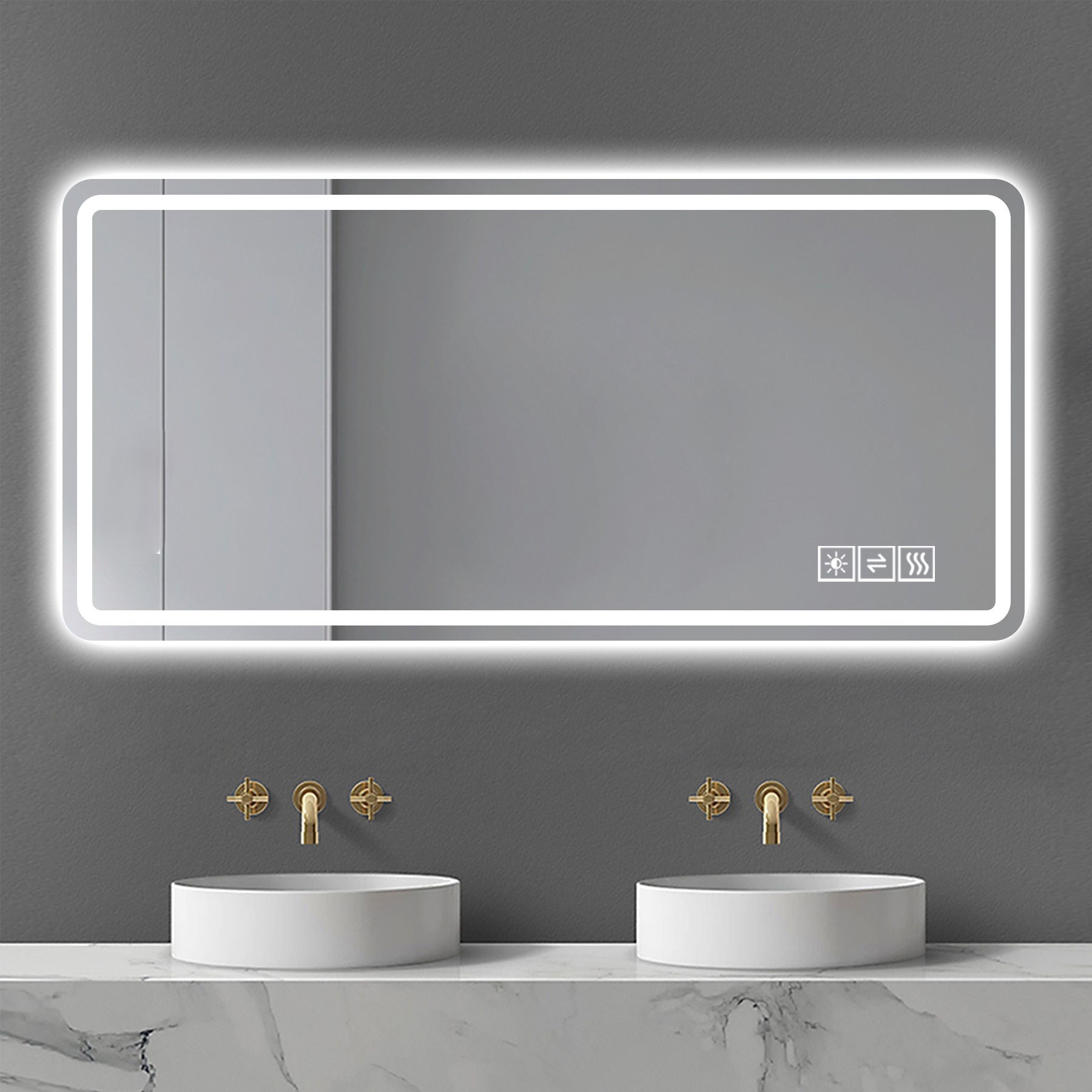 LED Bathroom Mirror with Anti-Fog, Rust Resistance, and Tri-Color Lighting
