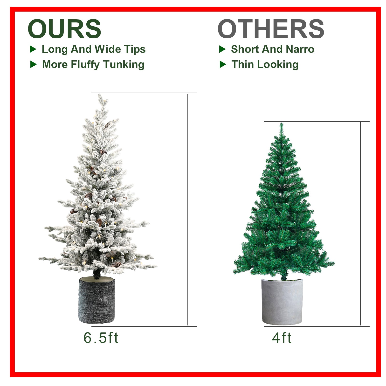 2FT Flocked Christmas Tree with Pot Base