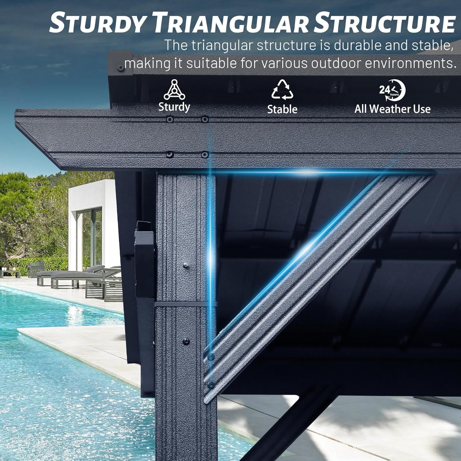 6.5x12FT Hardtop Grill Gazebo with Side Shelves and Steel Roof