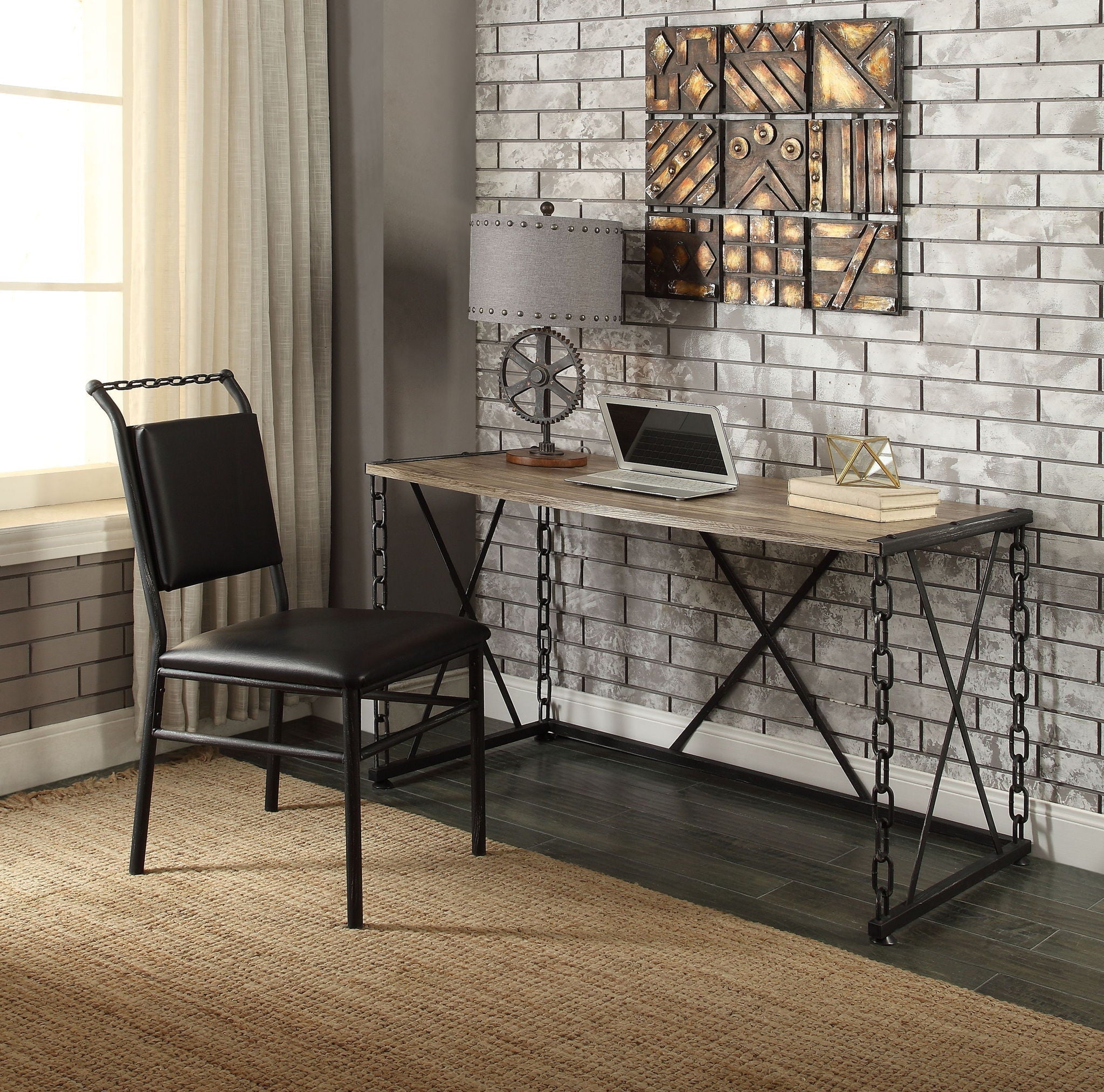 Jodie Console Table Rustic Oak / Antique Black