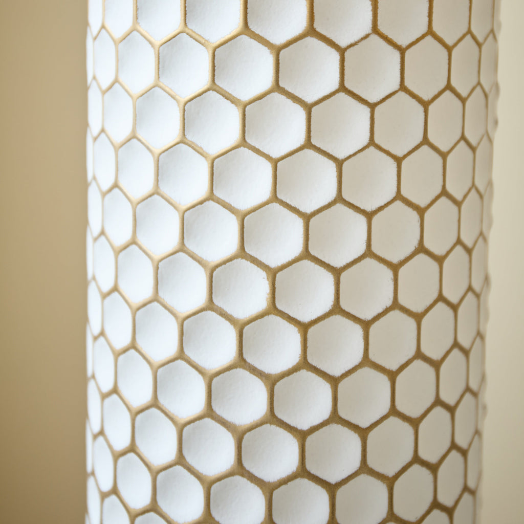 3-Piece Modern Metal Vase Set - White & Gold