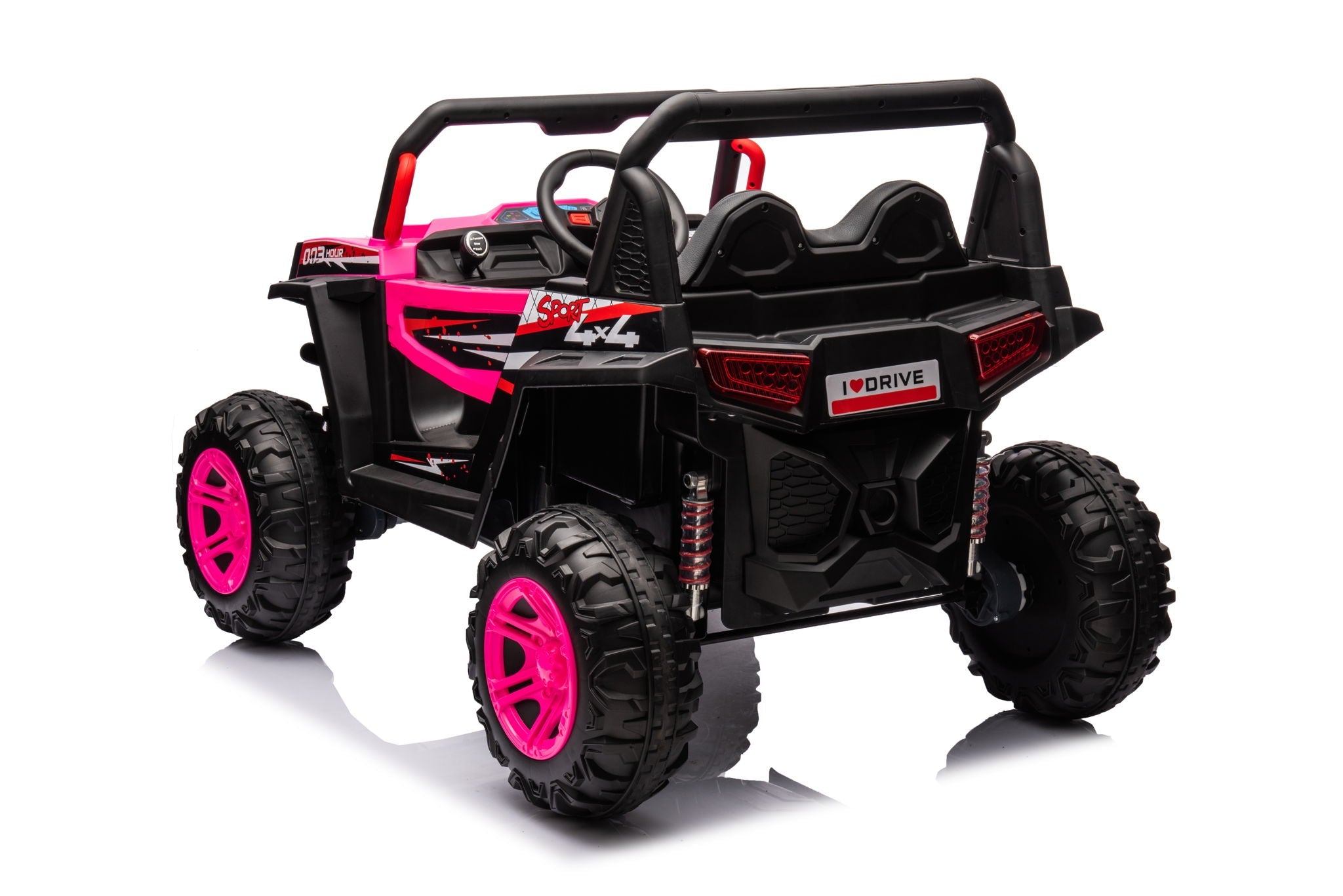 12V7A*1 30W*4 Four-Wheel Drive Seat One Button Start, Forward And Backward, High And Low Speed, Music, Front Light, Power Display, Two Doors Can Open, 2.4G R / C, Seat Belt Four Wheel Absorber