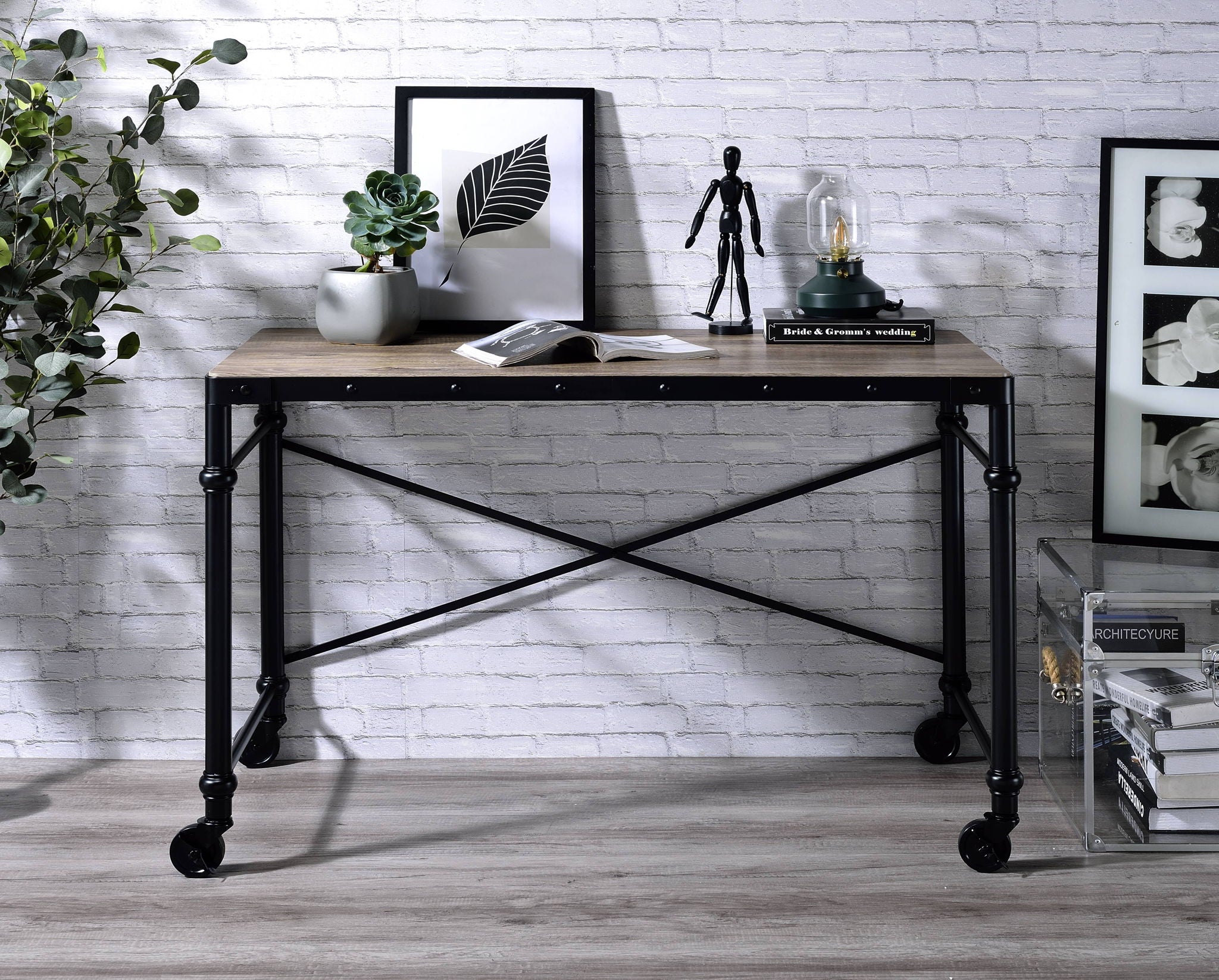 Oklarth Rustic Writing Desk - Black / Oak