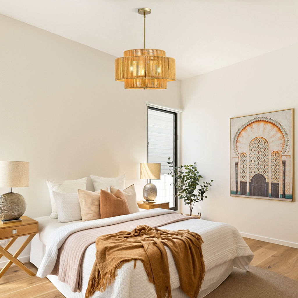 Boho Rattan 3-Light Chandelier