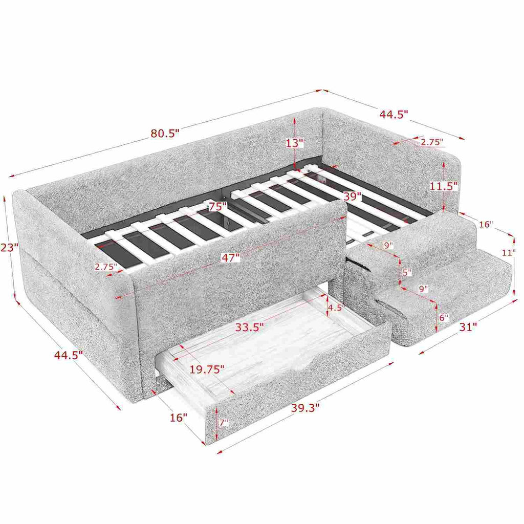 Safe Kids Bed With Guardrails And Storage