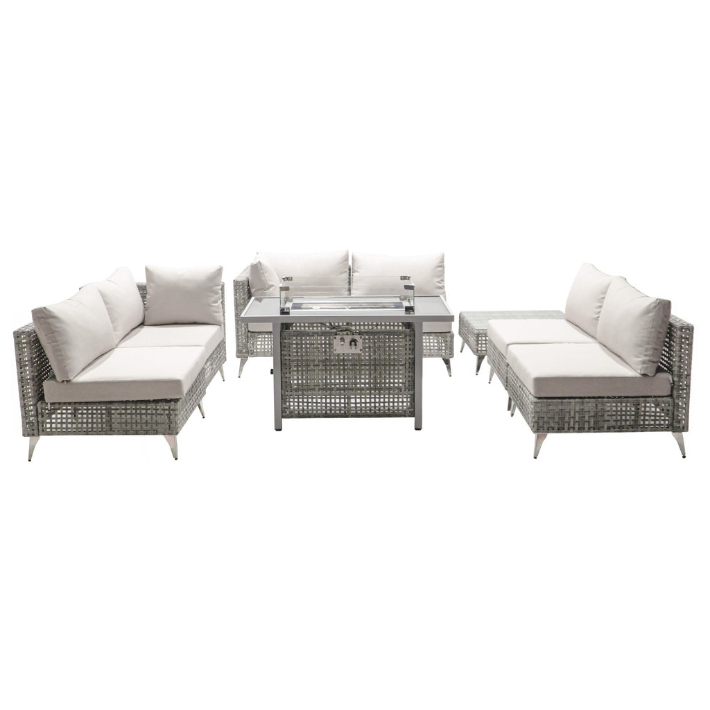 K&K Patio 8-Piece Patio Furniture Set with 43" Fire Pit Table