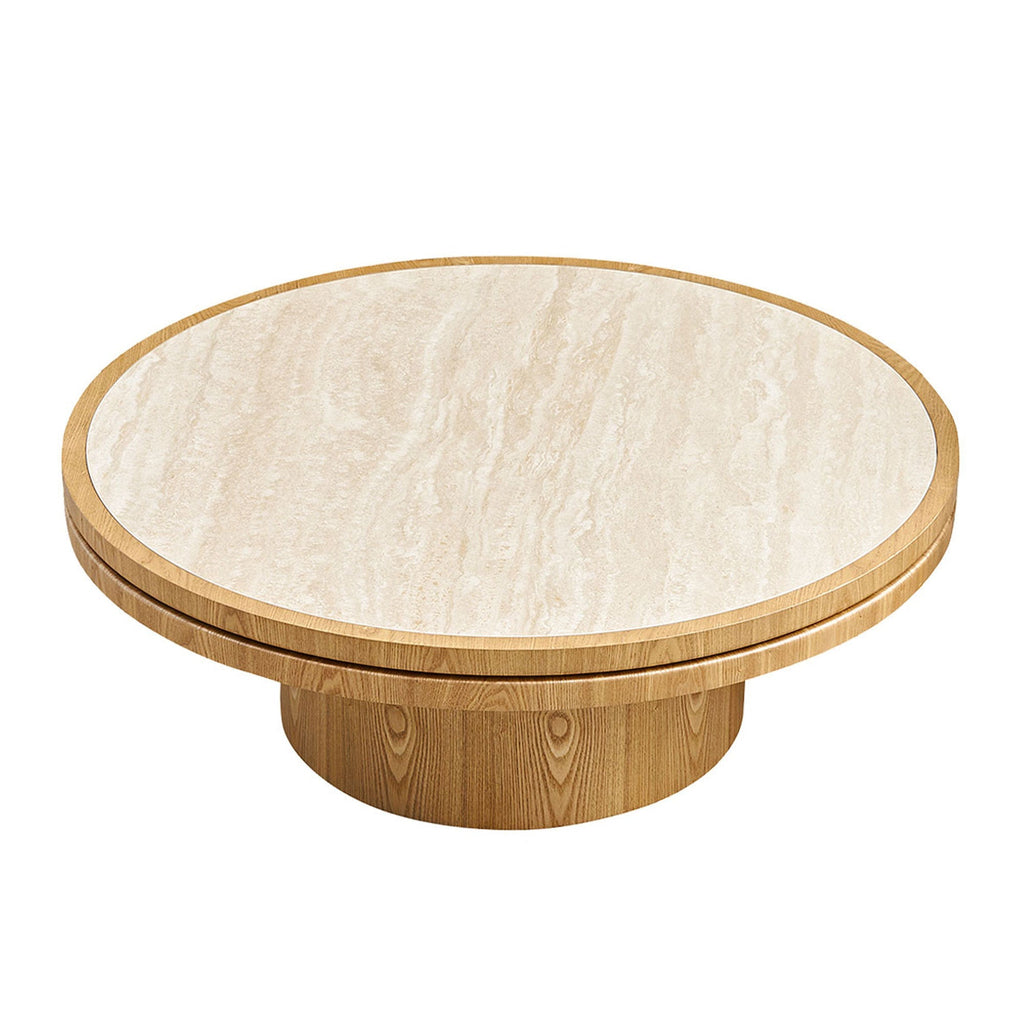 35.43 Inch Round Coffee Table with Sintered Stone Top