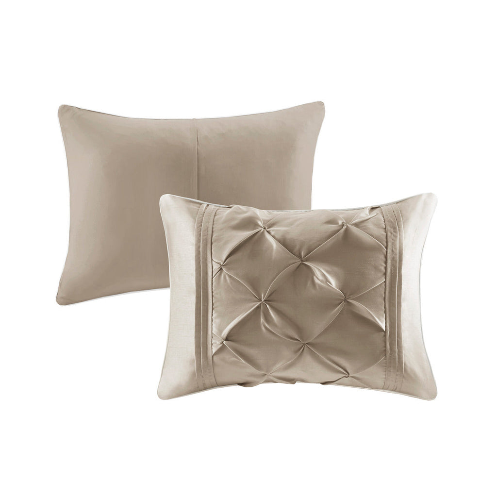 7 Piece Tufted Comforter Set Taupe California King
