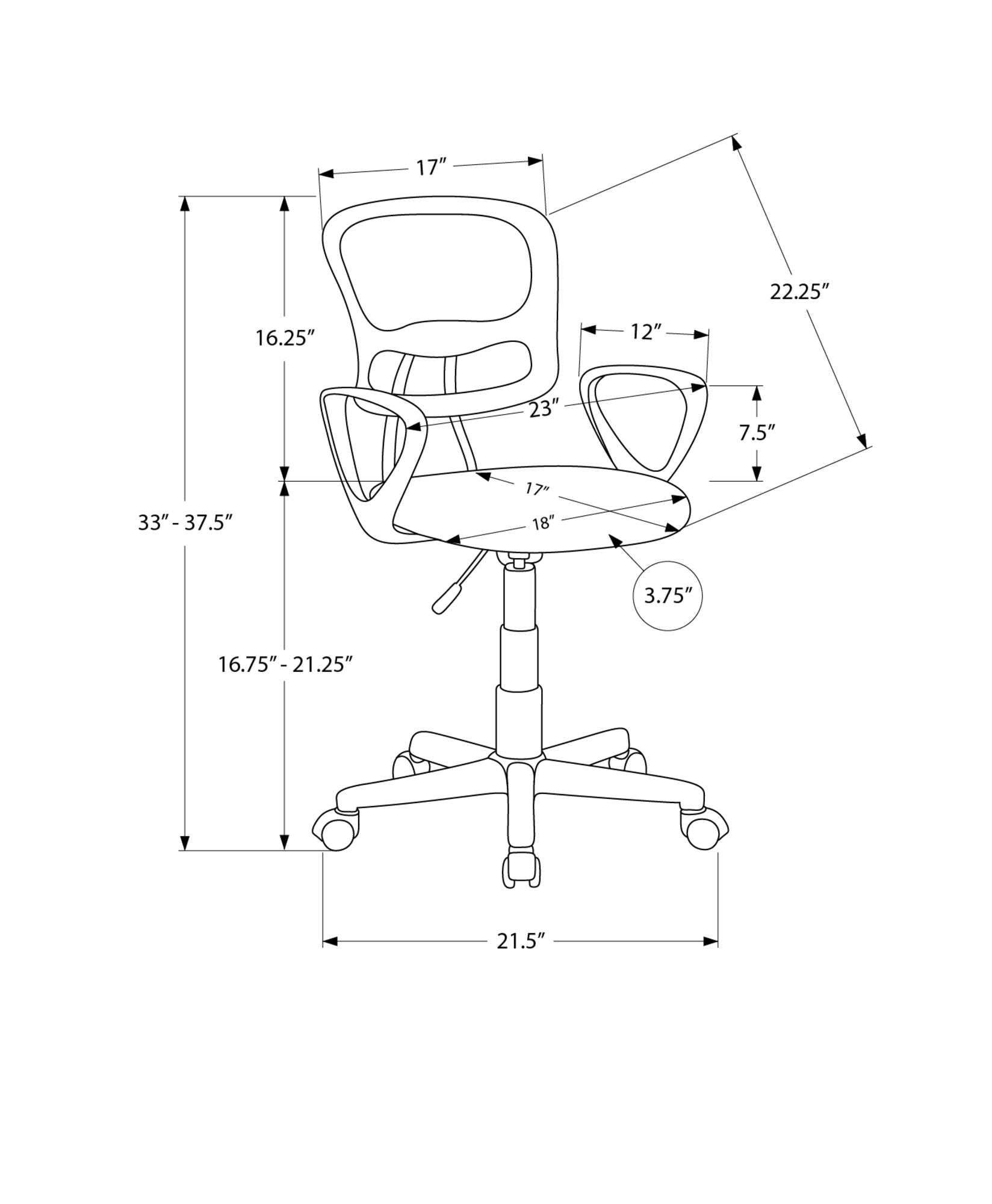 Office Chair, Adjustable Height, Swivel Ergonomic, Armrests