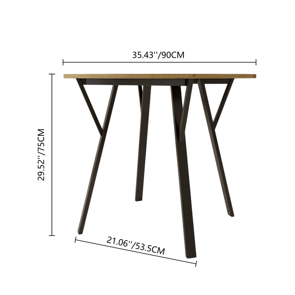 Round Dining Table for 2-4 People - Rustic Brown