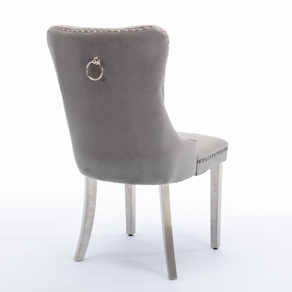 A&A Furniture Nikki Collection Modern Velvet Upholstered Dining Chairs - Set of 2