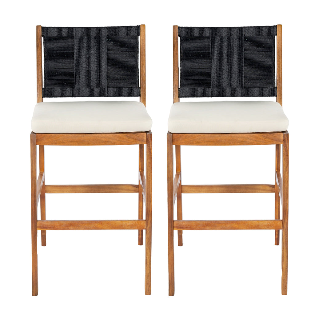 Outdoor Acacia Wood Bar Stools (Set of 2)