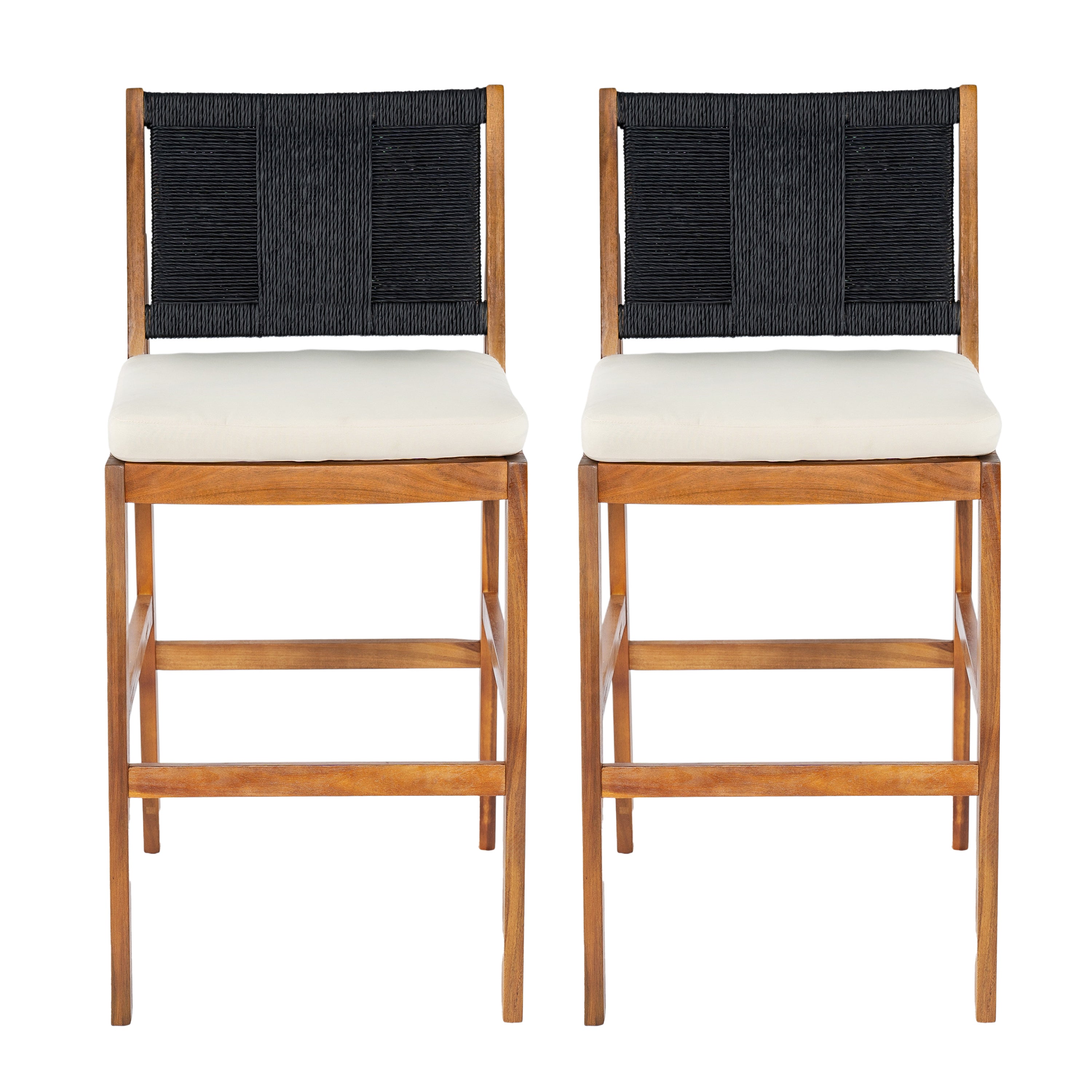 Outdoor Acacia Wood Bar Stools (Set of 2)