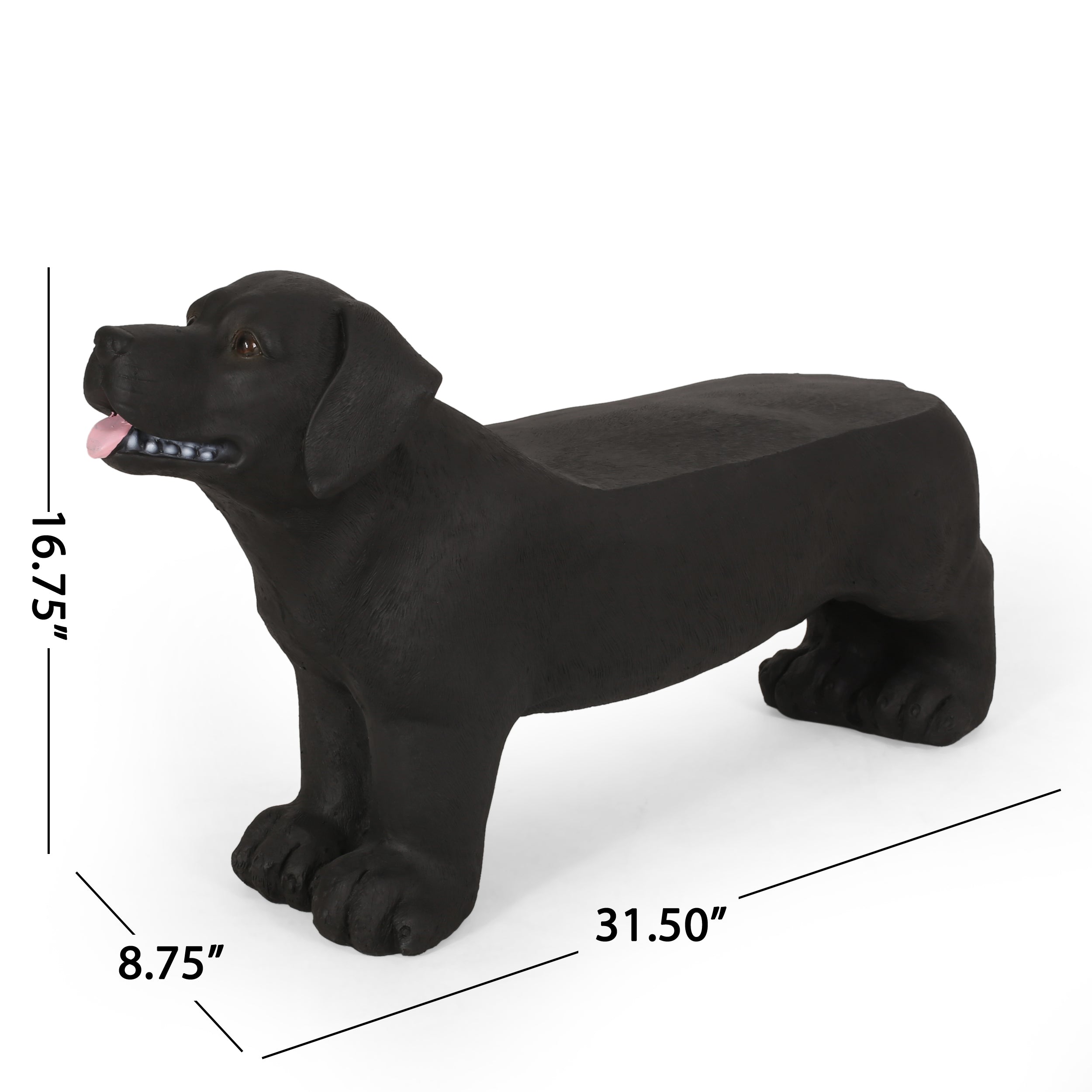 MGO Dog Bench - Outdoor Labrador Design, Matte Black