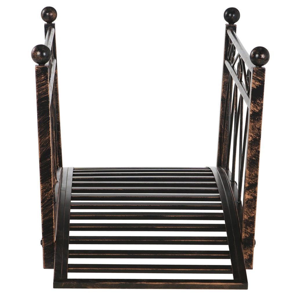 Outsunny 3.3' Metal Arch Zen Garden Bridge with Safety Siderails