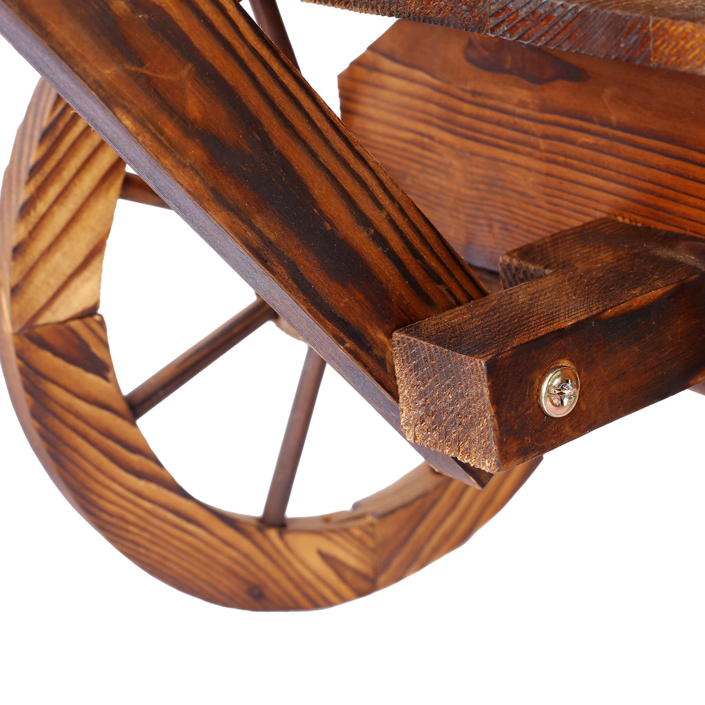 Wood Wagon Flower Planter Pot Stand With Wheels