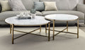 Zaidee Marble Top Nickel Nesting Table Set - White