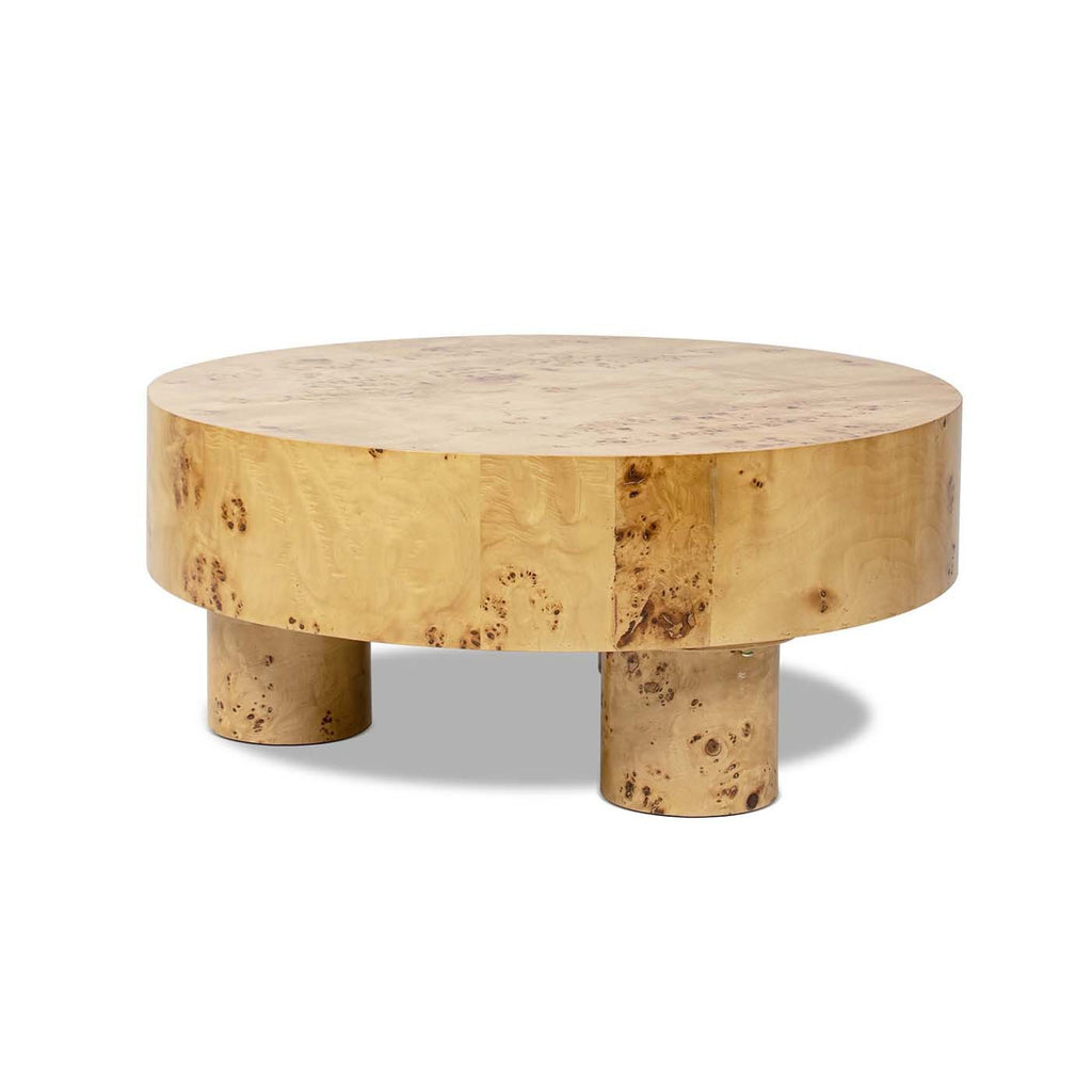 Nebula 35.5' Round Pillar Leg Coffee Table Warm Natural Brown Burl Wood