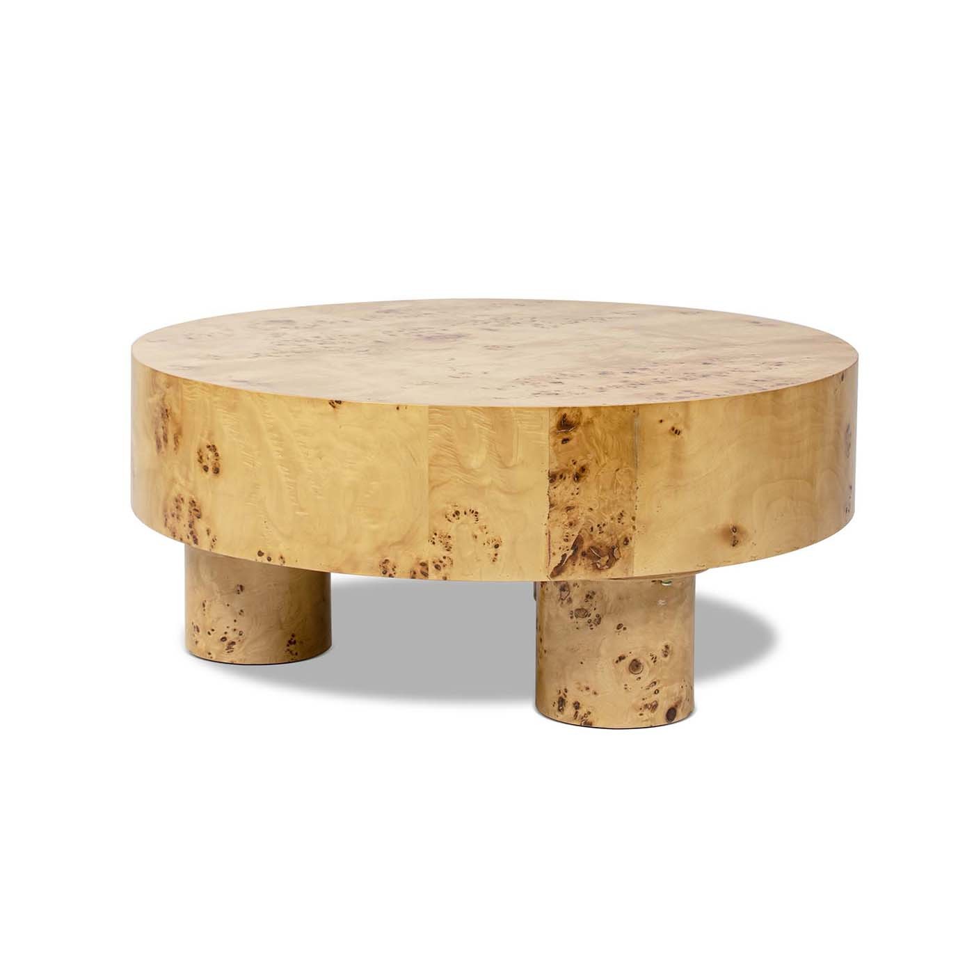Nebula 35.5' Round Pillar Leg Coffee Table Warm Natural Brown Burl Wood