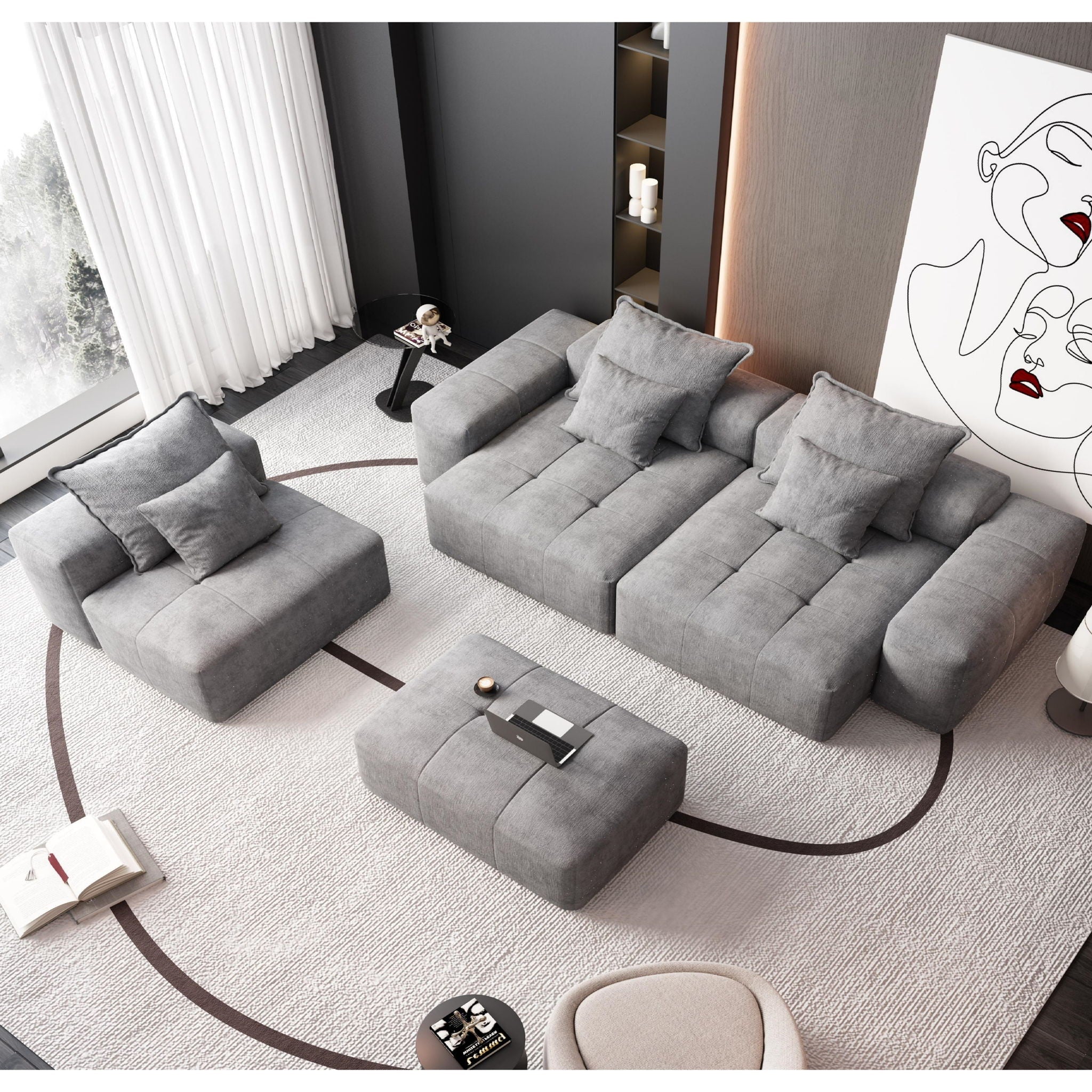 Modern Oversized DIY Combination Modular Sectional Sofa With Pillows