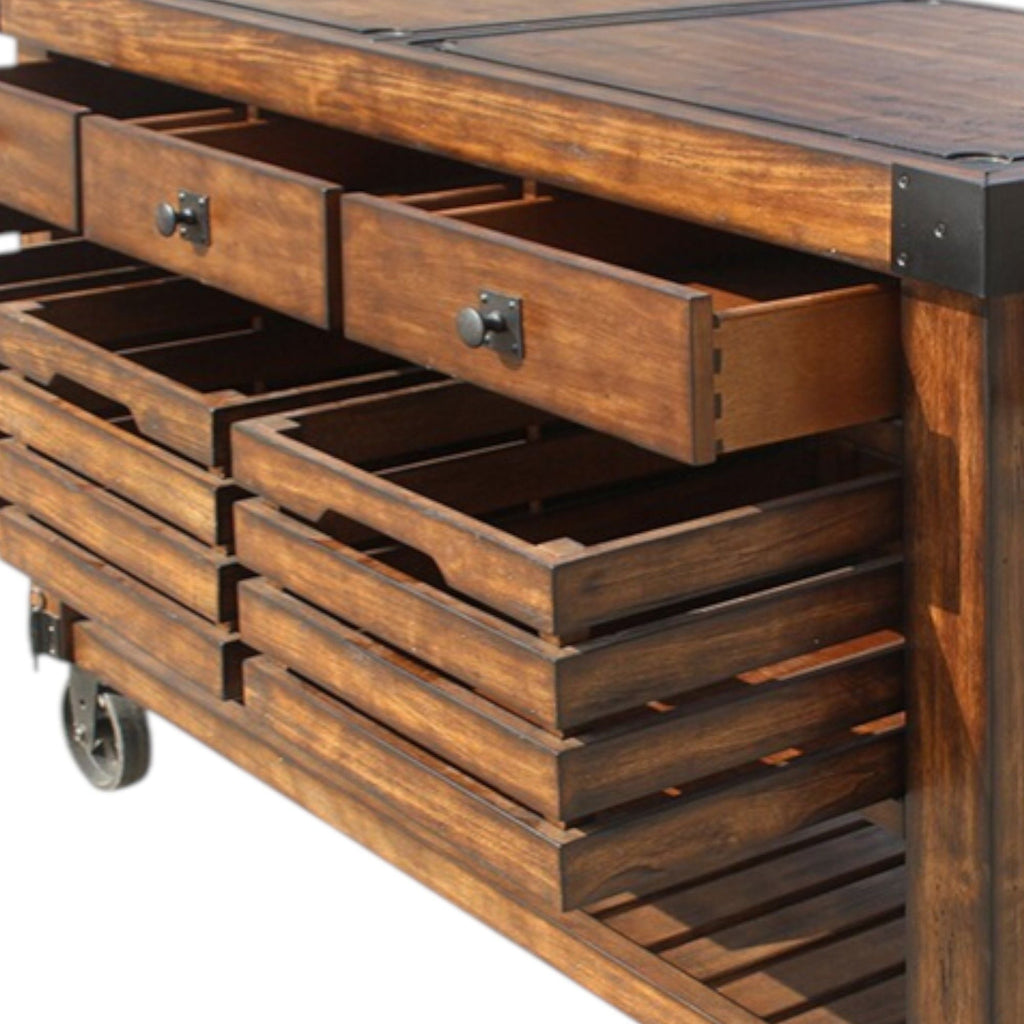 Kaif - Distressed Chestnut Kitchen Cart - Chestnut