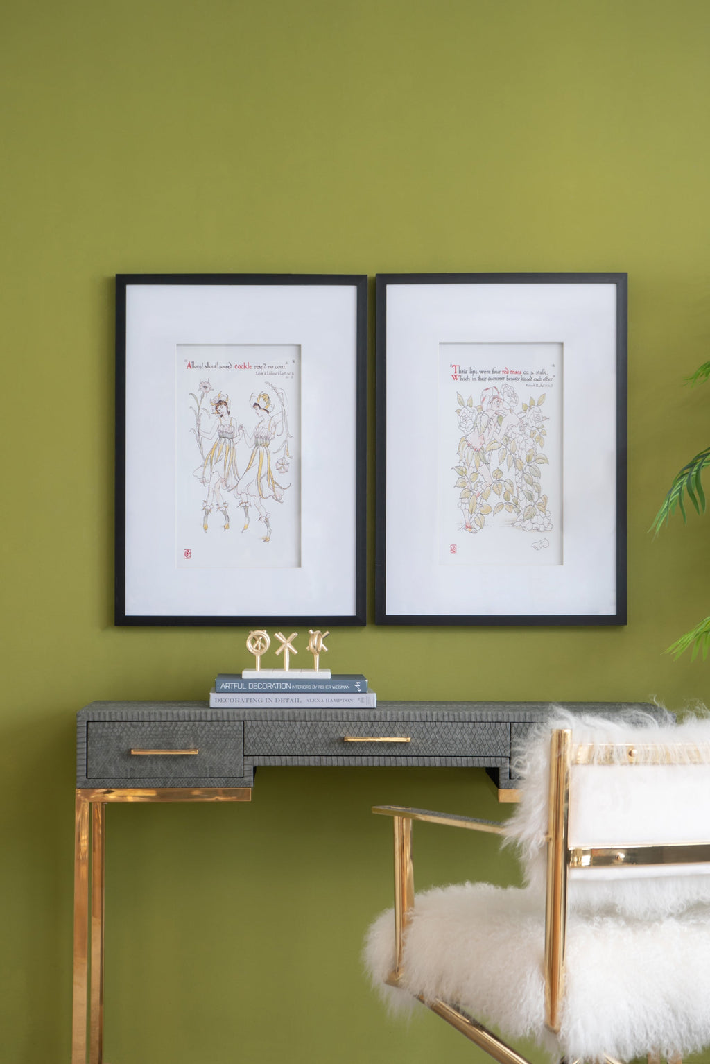 Set of 2 Wall Arts with Black Frames