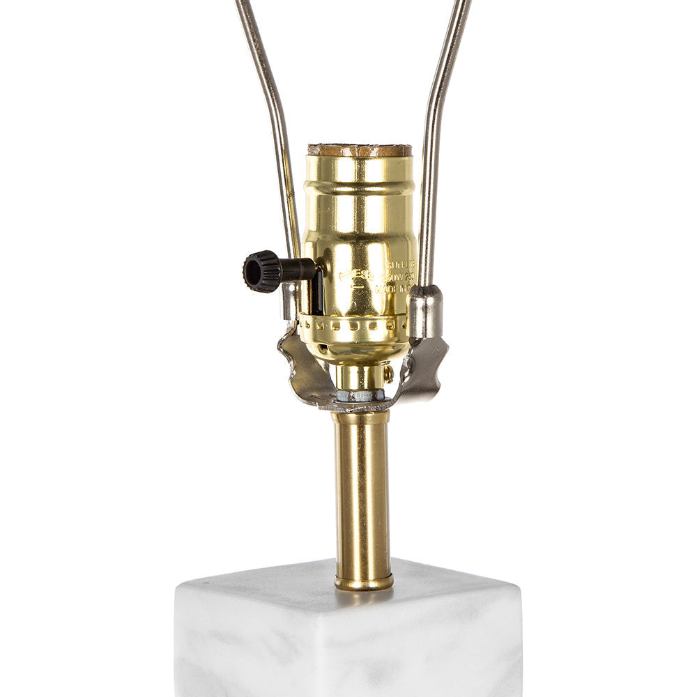 D15x30' Table Lamp with White Marble and Brass Frame