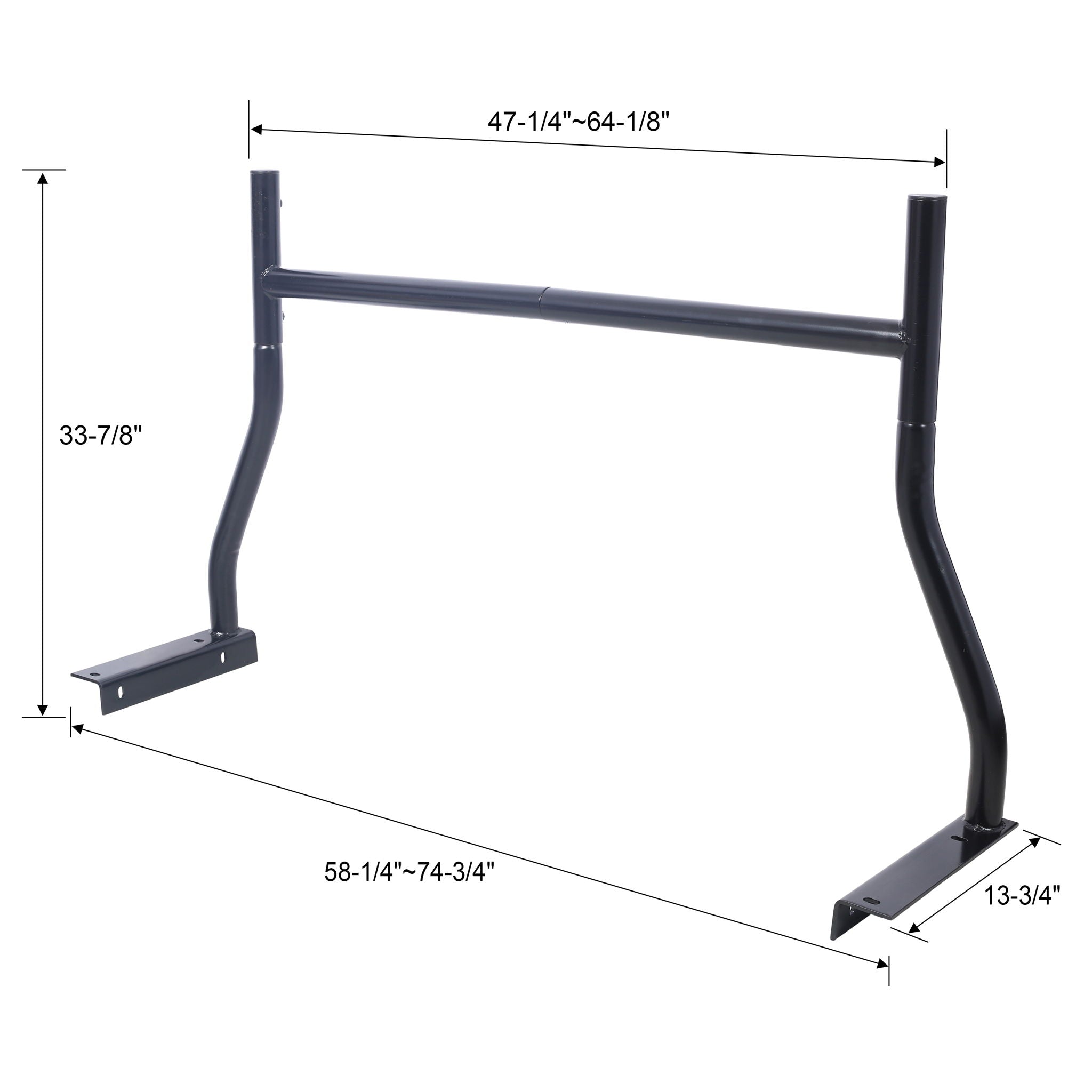 Universal Pick-Up Truck Rack 650 Lbs Adjustable Fit 2 Bars Utility Ladder Truck Cargo Rack - Black