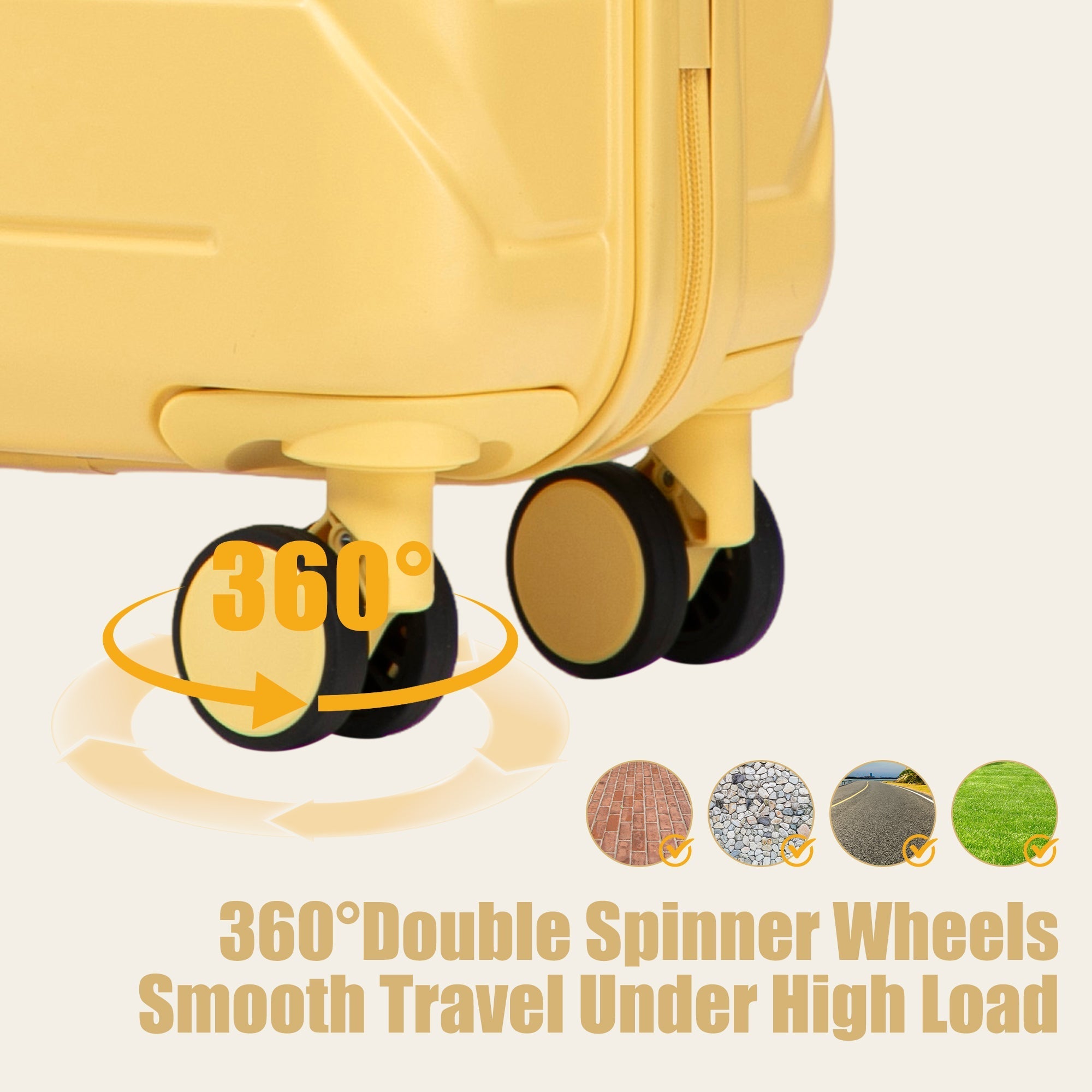 20 Inch ABS Hard Shell Travel Checked Luggage - Yellow