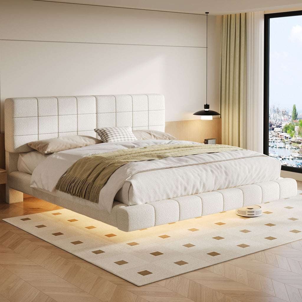 Floating Bed with Light and Soft Touch Surface