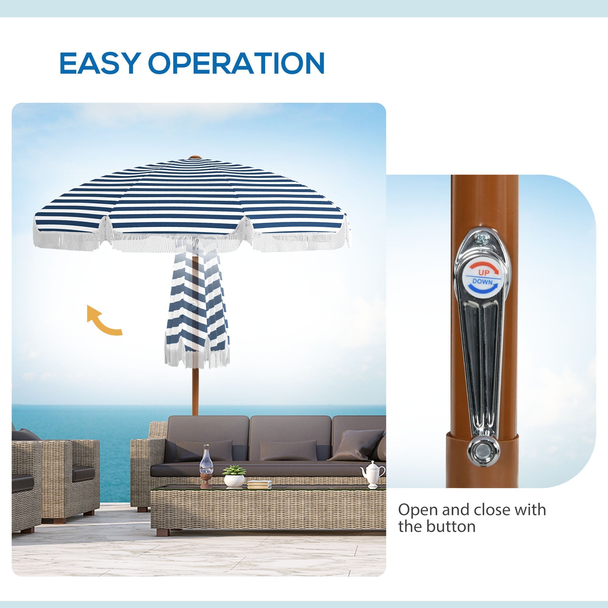 Outsunny 7 x 7 ft Outdoor Patio Umbrella with Tilt and Vent