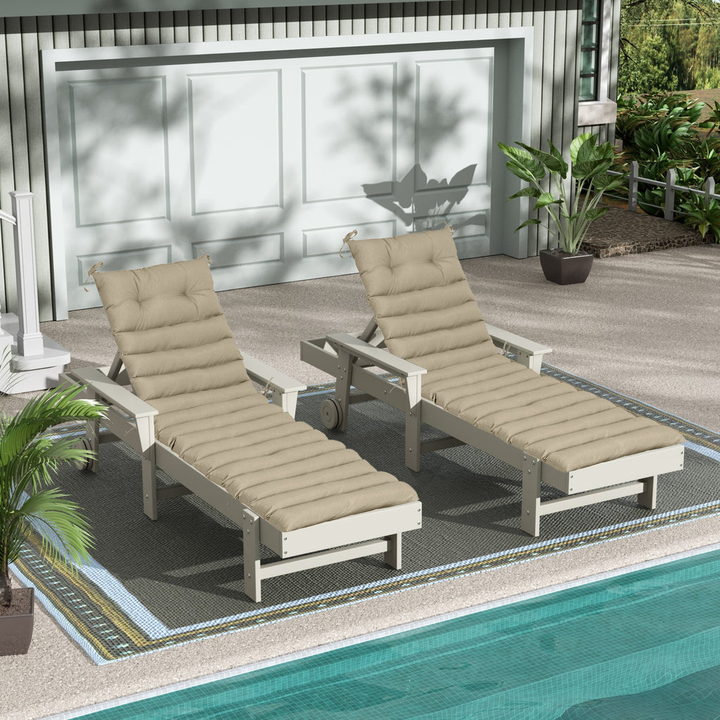 2PCS Set Outdoor Lounge Chair Cushion Replacement - Khaki