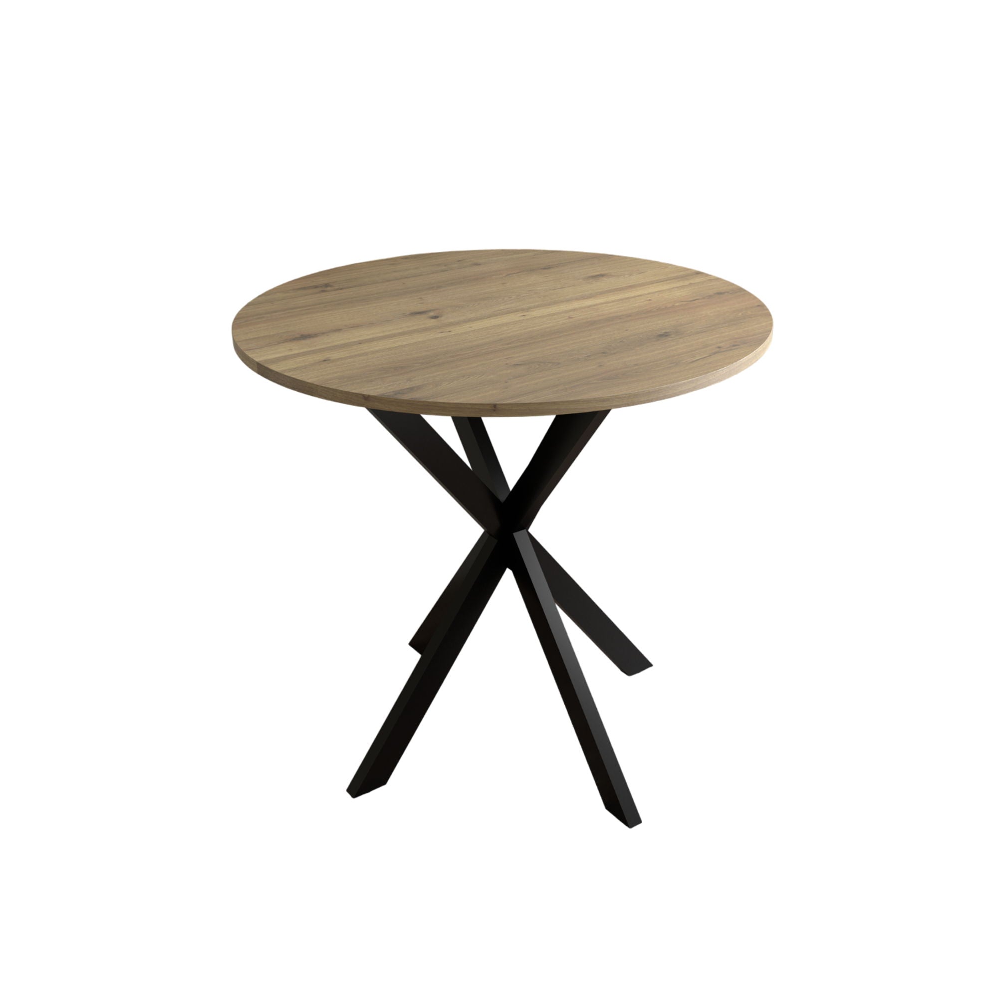 Round Dining Table For 2 - 4 People, Compact Kitchen Or Dining Room - Rustic Brown