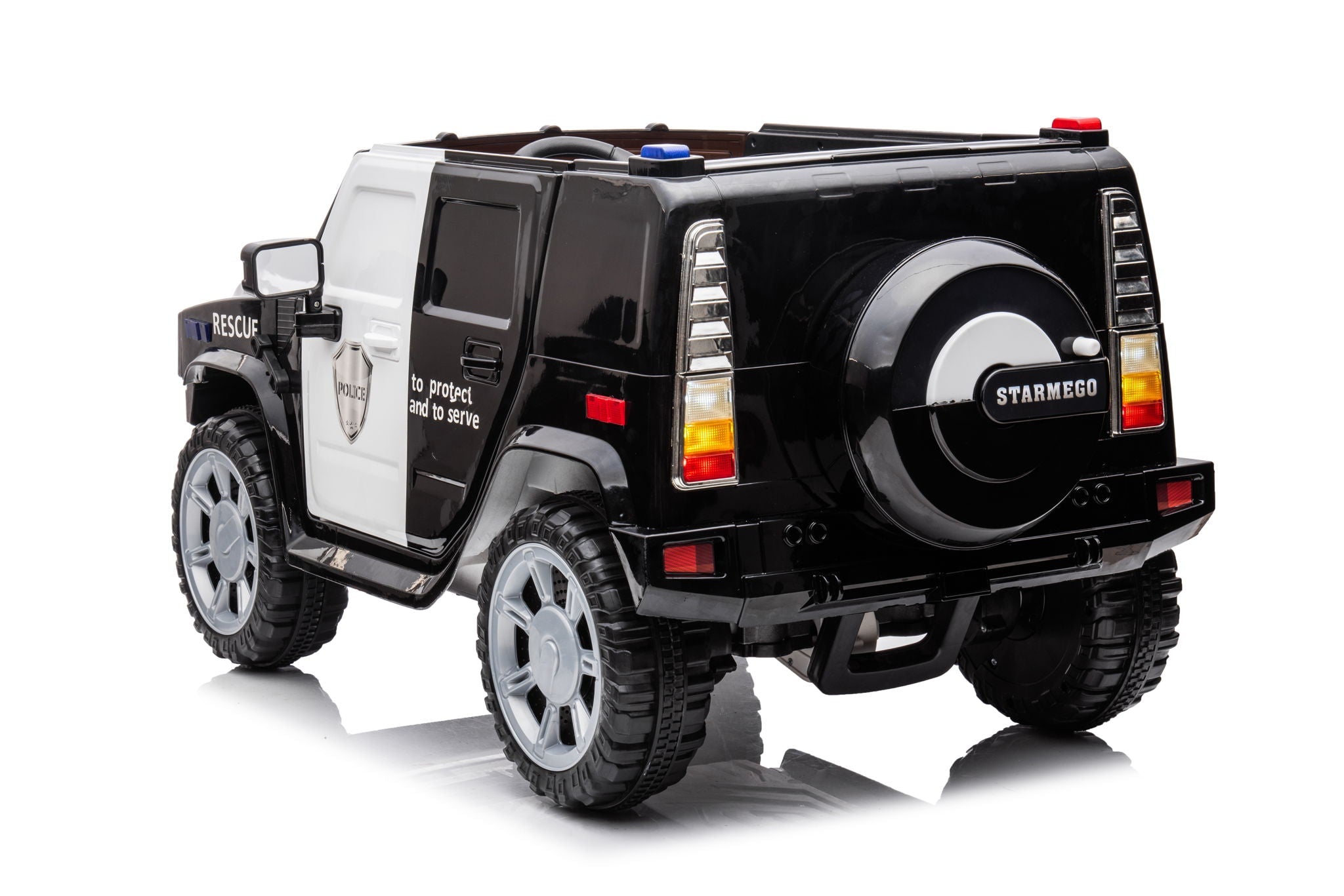 12V7A 30W*2 Four-Wheel Drive Seat One Button Start, Forward And Backward, High And Low Speed, Music, Front Light, Power Display, Two Doors Can Open, 2.4G R / C, Seat Belt Four Wheel Absorber