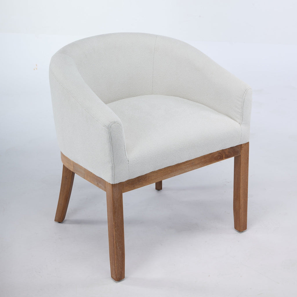 Mid Century Modern Upholstered Barrel Dining Chair with Arms