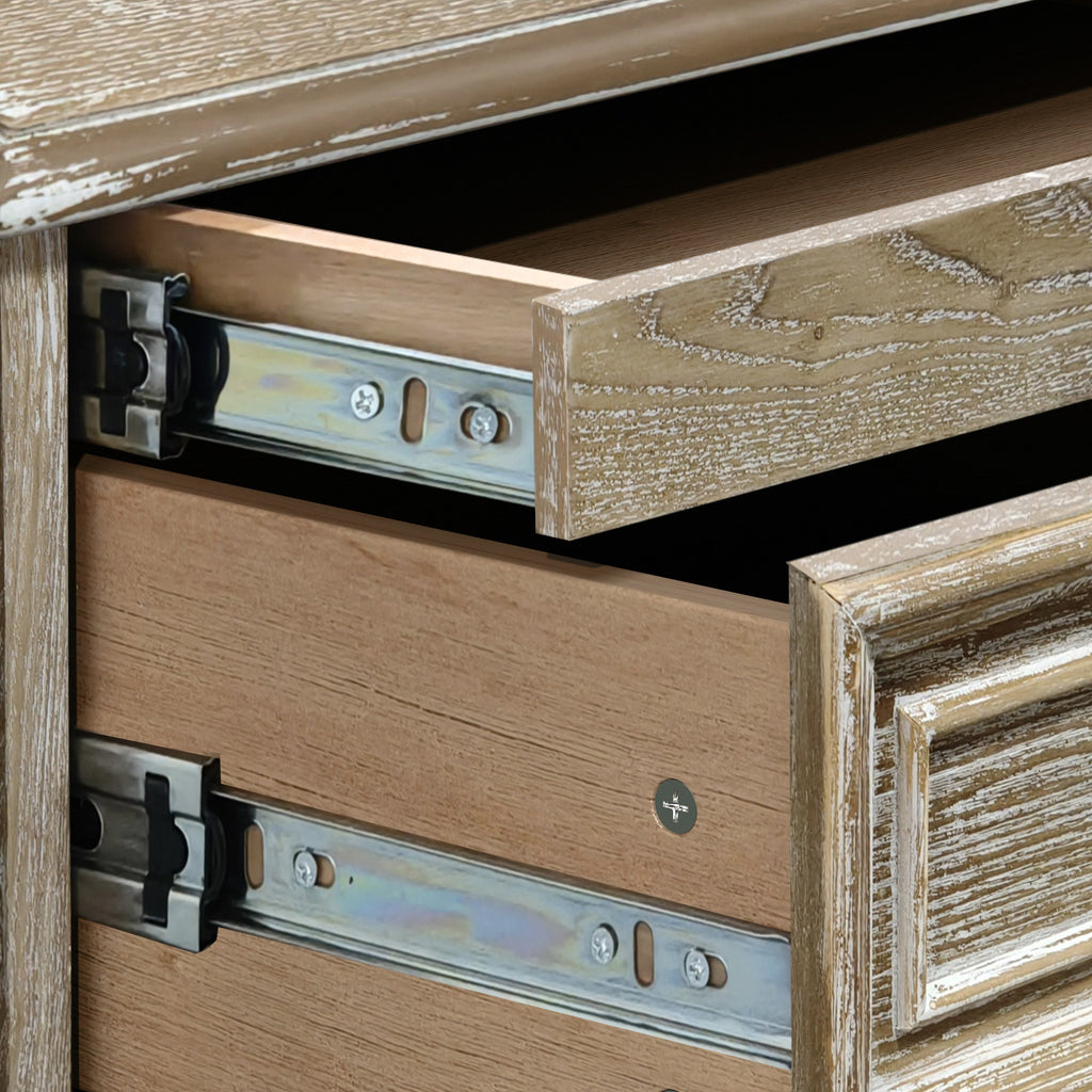 Farmhouse Nightstands with 4 Drawers and Pull-Out Shelf