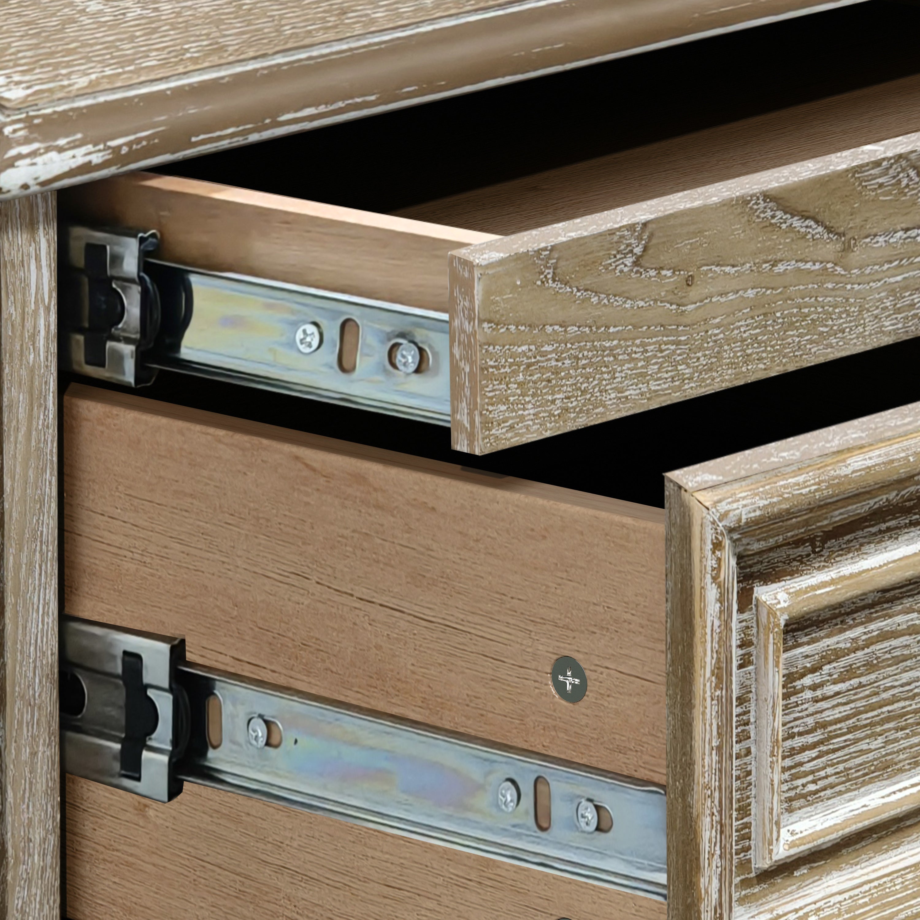 Farmhouse Nightstands with 4 Drawers and Pull-Out Shelf