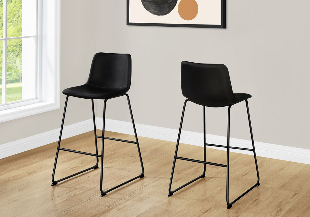 Bar Height Office Chair with Curved Backrest and Leather-Look Upholstery