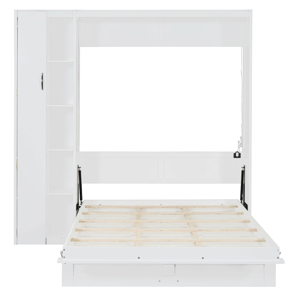 Murphy Wall Bed With Shelves, Wardrobe And LED Lights
