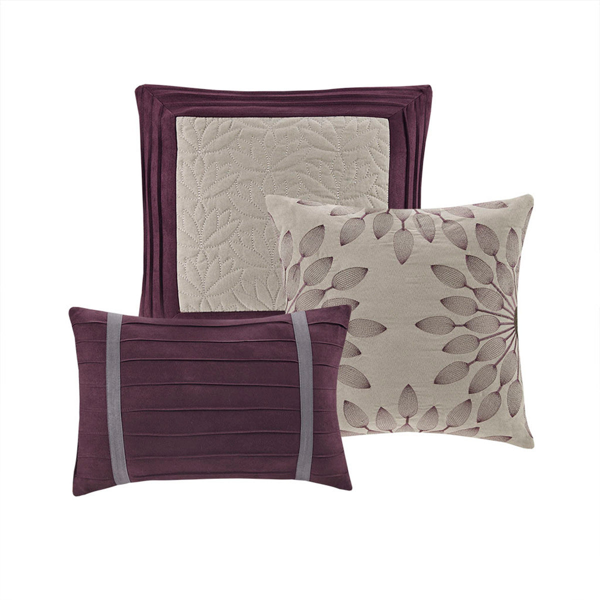7 Piece Purple Faux Suede Comforter Set Full
